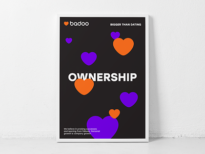 Ownership badoo heart poster print typography