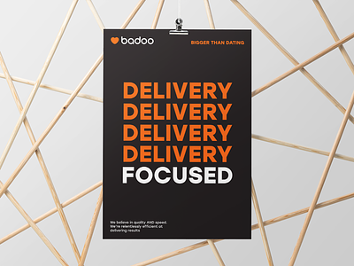 Delivery Focused badoo heart poster print typography