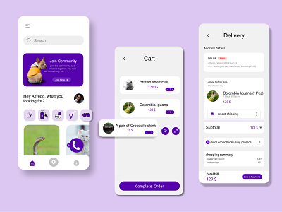 Animal application 2020 2021 amazing animal animal app app app design application comunity covid design emergency illustration mobile mobile app pet pet app pet application purple ui