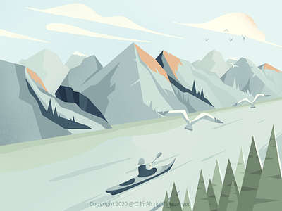 Visit Lake Wakatipu boat design flat flat illustration illustration landscape moutain procreate