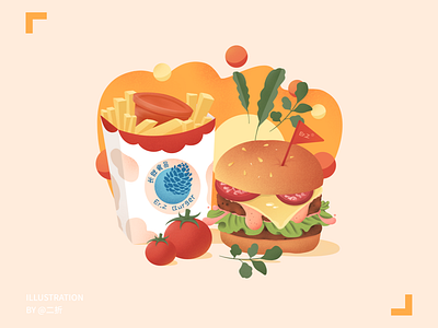 长胖食品 chips design flat illustration food food illustration hamburger illustration ketchup orange potato procreate 汉堡