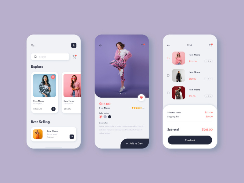 Shopping | Mobile App UI | UI Design by Hemins Bhavar on Dribbble