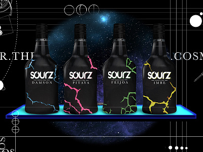 Sourz - Full Range Redesign alcohol bottle branding dark mature nasa packaging planet sourz space spirit universe