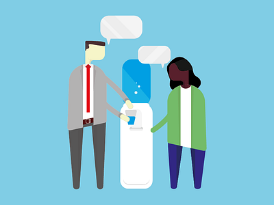 Chilling by the water cooler - Graphic clean colour conversation cooler design flat graphic icon illustration people water