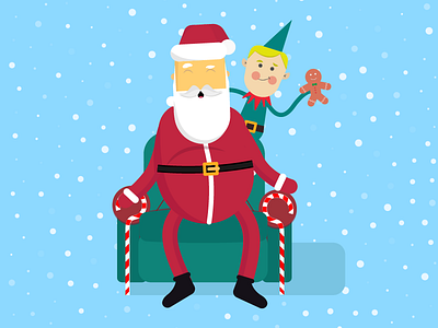 Merry Christmas - Santa claus illustration candy cartoon christmas elf festive flat gingerbread holiday illustration presents santa snow