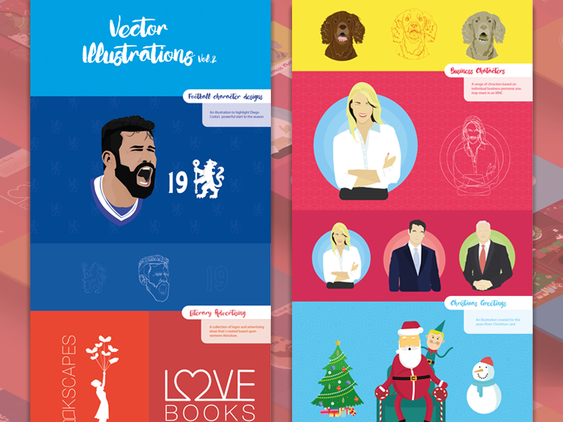 Vector Illustrations Vol. 2 behance project clever awesome best cool colour cute dog design studio drawing flat illustrations football chelsea graphic love books modern colourful inspiration vector designs