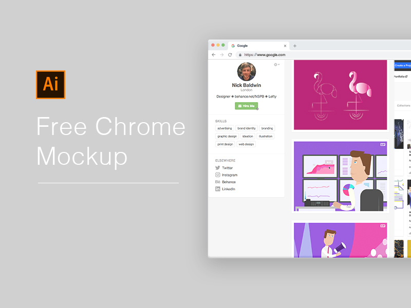 Download Free Chrome Mockup 2018 - Illustrator by Nick Baldwin on Dribbble