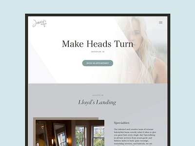 Jonesy's Salon Site beauty branding cosmetology fashion interace layout logo mockup scroll ui web
