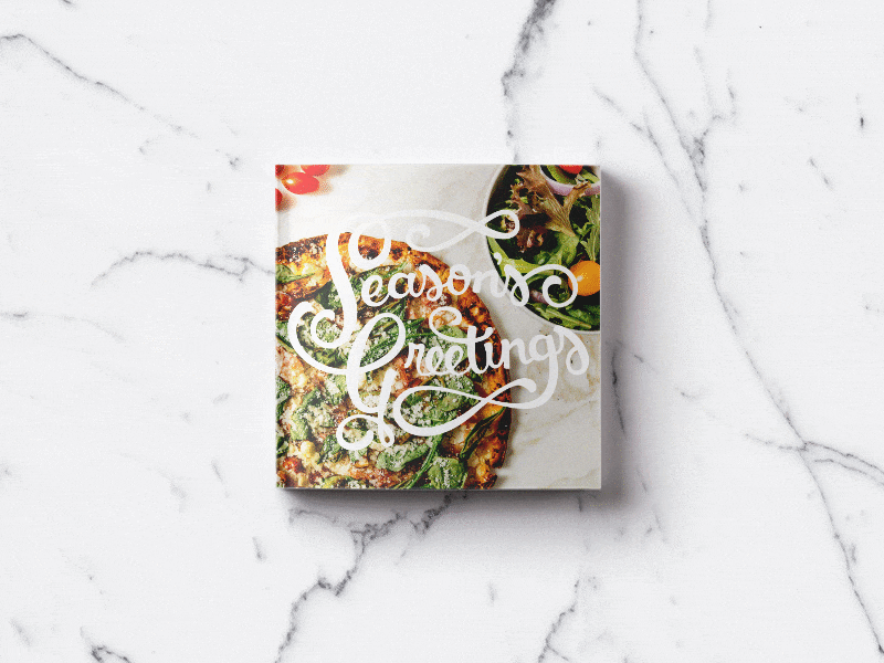 Season's Greetings book christmas cookbook gift hand lettering holiday layout pizza print