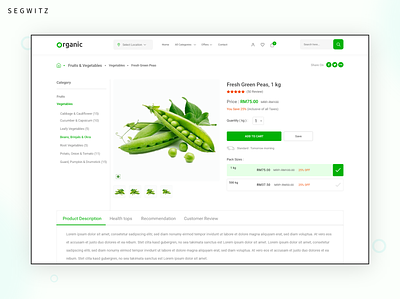 Organic Food eCommerce UI design designbuild organic web ui single item ui ui designer ui tips vegetable web web ui web ui design website design