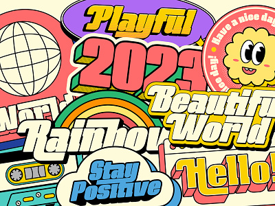 Retro Stickers branding design features illustration logo poster sticker