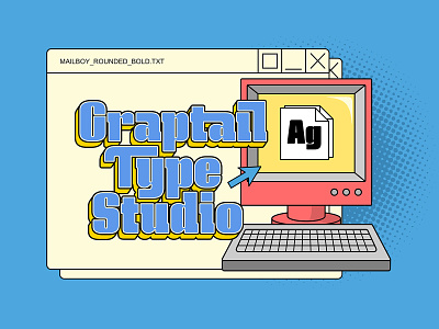 Retro design "Graptail Type Studio" 90s branding design features illustration logo opentype poster retro typeface typogaphy ui