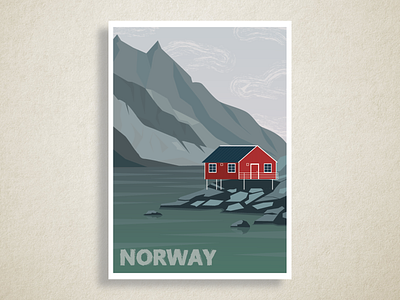 Norway landscape flat illustration nature norway poster scandinavia scandinavian vector