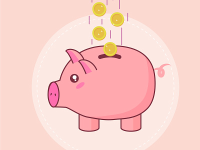 Piggy bank flat flat illustration illustration kawaii piggy bank vector