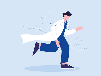 Doctor is running to help doctor first aid flat illustration illustration medical medicine vector vector art vector design