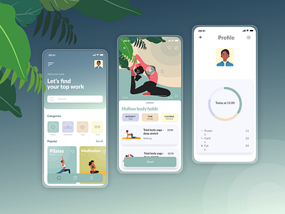 Yoga App To Level-Up Your At Home Practice app concept design mobile ui yoga
