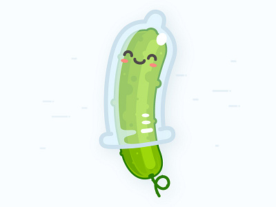 Cucumber character cheerful condom cucumber funny green illustration vegetable