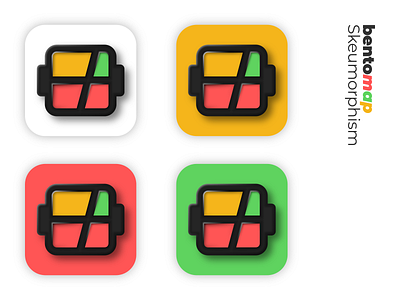 Skeumorphism Icon For Bentomap | #dribbbleweeklywarmup