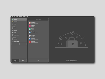 New Desktop UI for Bitwarden | The Vault app design bitwarden branding dark theme desktop redesign desktop ui flat design graphic design illustration layout minimal minimal desktop minimalist modern ui open source redesign simple ui ui vector volunteer