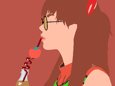 Asuka Langley from Neon Genesis Evangelion (Basic) animeart art basic digitalart portrait simple