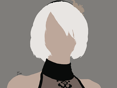 2B from Neir: Automata (Basic) 2b 2e art automata basic digitalart gameart neir portrait simple