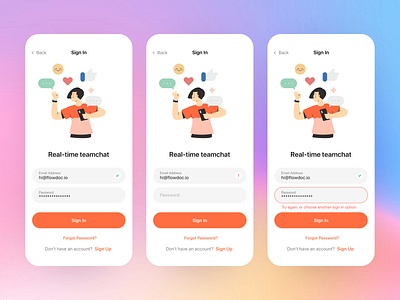 Login Concept for Real time chat dailyui mobile design mobile ui onboarding product ui deisgn
