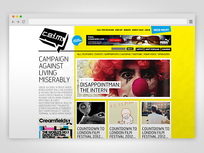 C.A.L.M Homepage c.a.l.m charity homepage web web design