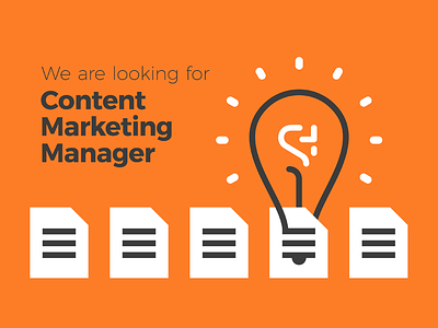 Content Marketing Manager Wanted bulb clean copywriter flat illustration lightbulb line text