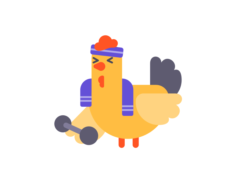 Crossfit Chicken after effects animation cartoon character chicken gif illustration loop motion design