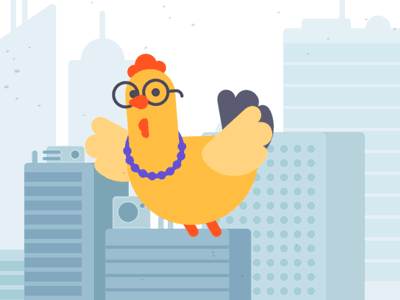 Flyover after effects animation cartoon character chicken gif illustration loop motion design