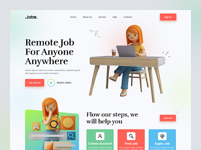 Remote Job Hero Header - Web Design