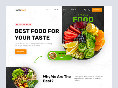 Food Landing Page business chef clean website cooking cuisine delivery eat food fruits healthy food landing landing page design popular recipe restaurant ui uiux web web design website