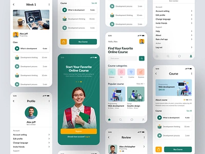 Online Course Application app design app ui book class courses education education app elearning exam ios app learn learn app mobile mobile app online course online course app study ui uitariqul ux