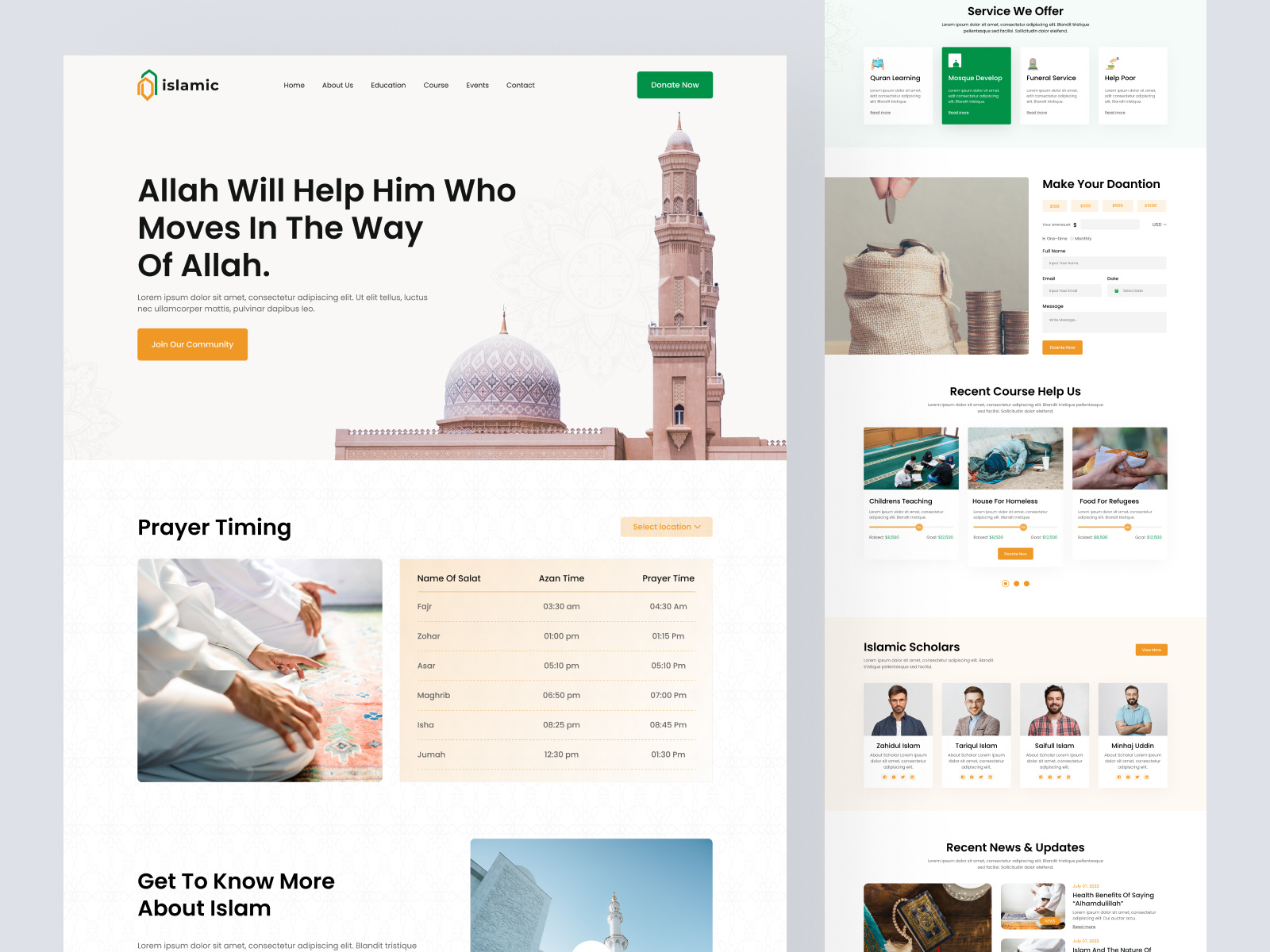 Mosque Islamic Center Website By Tariqul Islam On Dribbble