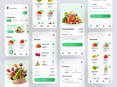 Grocery market - Mobile app app design app ux clean app clean ui food food delivery fruit fruit app groceries grocery app grocery market grocery market mobile app mobile app mobile ui popular app store app ui uiux ux vegetable