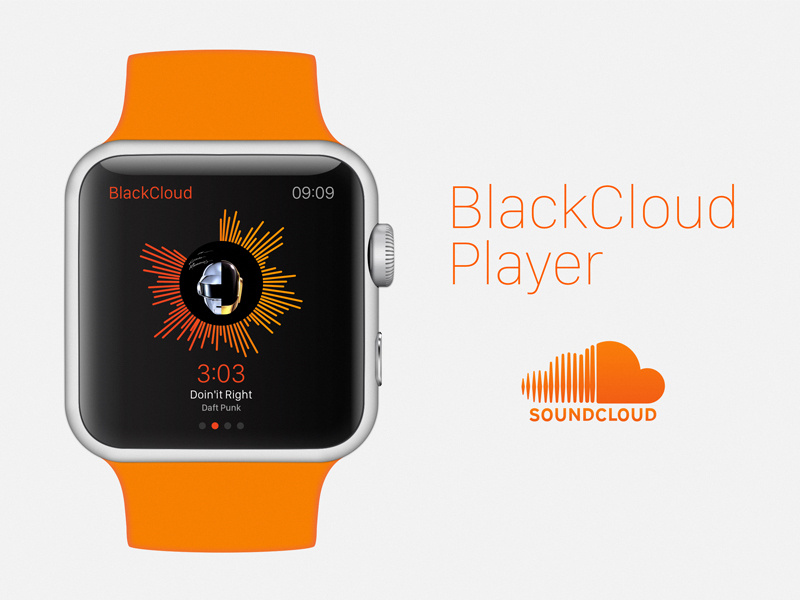 Blackcloud Player clean design apple watch flat ui ux soundcloud player ios music minimal