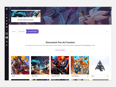 Creative Community Pages banner gallery parallax profile card twitch creative