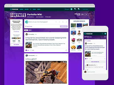 Community Feeds: A New Doorway Into Your Fandom community design desktop fandom feed fortnite gaming mobile pop culture ui ux ux ui wikia