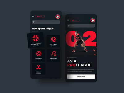 Sport League design mobile sport ui web
