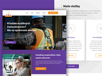 EMS employee job orange purple violet web design