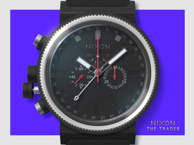 NIXON the trader black blue clock dial nixon strap time watch