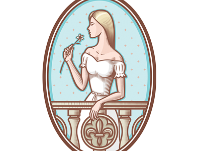 Tatiana Provence balcony cameo flower girl hotel locket logo logotype naivety russia