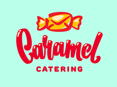Caramel candy caramel catering delivery food lettering logo mail sending sweets tasty writing