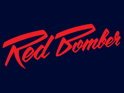 Red Bomber airplane bomber lettering logo logotype red