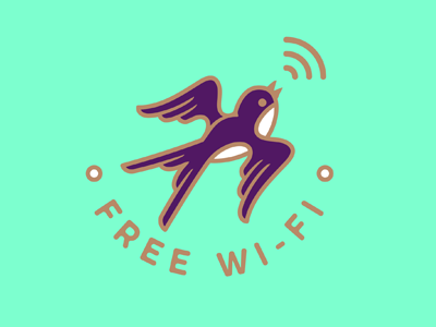 Free wi-fi air bird flight free gold logo logotype swallow turquoise wi fi wind