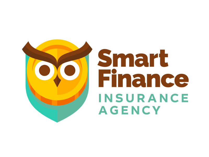 Smart finance logotype logo shield coin money owl agency insurance finance smart