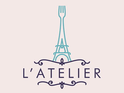 L'Atelier atelier eiffel tower fork france logo logotype restaurant