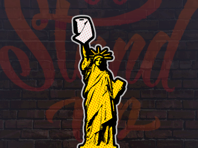 American ideals america comedy comics freedom humor pop art stand up statue of liberty toilet paper