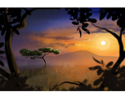 Savana landscape artwork digital artwork hand drawn illustration landscape landscape illustration savana