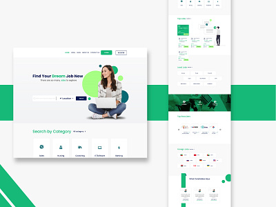 Job Portal UI design adobe photoshop adobe xd blue graphic design graphics green home screen job portal job search job search website ui job website new ui design photoshop photoshop art photoshop graphics ui ui designing ui graphics user interface website ui